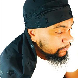 Men's Durag Black Emoji Headscarves for Men Hats